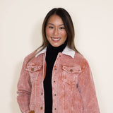 Womens Simply Southern Cordy Acid Wash Cropped Shacket for Women in Orange