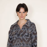 Womens Simply Southern Cropped Navajo Shacket for Women in Grey/Brown