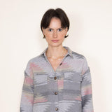Womens Simply Southern Cropped Pattern Shacket for Women in Grey 