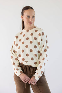 Simply Southern Dotted Lounge Pullover for Women in Cream/Tan | PP-0226-PULL-LNG-CRW-CRM