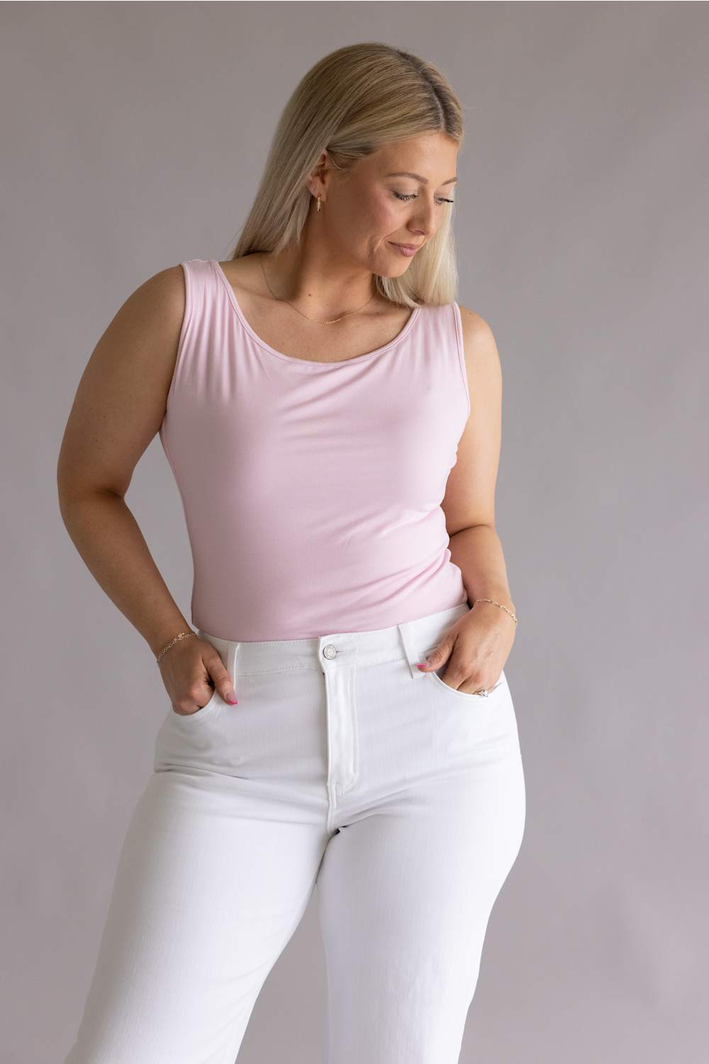 Simply Southern double layer tank top pink