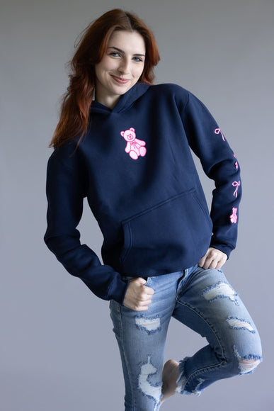 Simply Southern Embroidered Dilara Bear Hoodie for Women in Navy Blue