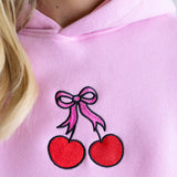 Simply Southern Embroidered Dilara Cherry Hoodie for Women in Pink