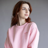 Womens Simply Southern Embroidered Dilara Faith Crewneck for Women in Pink