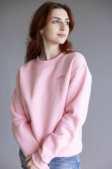Womens Simply Southern Embroidered Dilara Faith Crewneck for Women in Pink