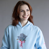 Womens Simply Southern Embroidered Dilara Flower Hoodie for Women in Light Blue