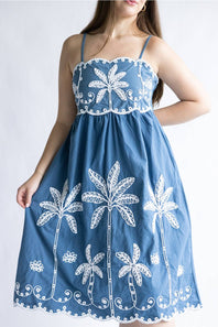 Simply Southern Embroidered Dress for Women in Navy