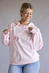 Simply Southern Embroidered Floral Hoodie for Women in Pink