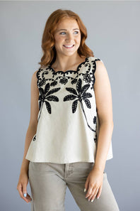 Simply Southern Embroidered Top for Women in Linen
