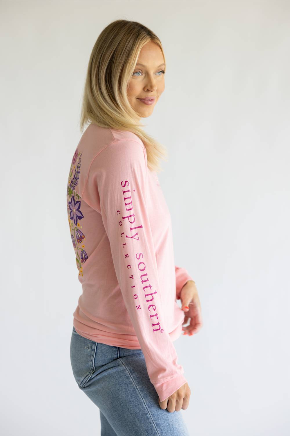 Simply Southern Enjoy Long Sleeve T-Shirt for Women in Tea Rose