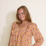 Simply Southern Womens Flower Tie Top Blouse for Women in Orange