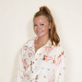 Simply Southern Furry Snap Sherpa Shacket for Women in Cream Aztec