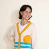 Womens Simply Southern Groovy Sun With Stripes Cardigan for Women in Cream Multi 