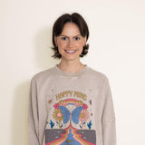 Simply Southern Happy Mind Distressed Pullover for Women in Cream
