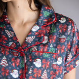 Simply Southern Holiday Pajama Shorts Set for Women in Black Multi