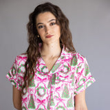 Simply Southern Holiday Satin Pajama Set for Women in Pink