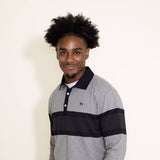 Men's Simply Southern Long Sleeve Colorblock Polo Shirt for Men in Grey