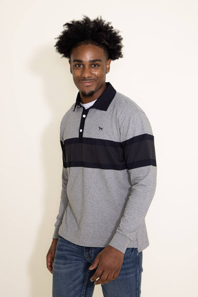 Men's Simply Southern Long Sleeve Colorblock Polo Shirt for Men in Grey