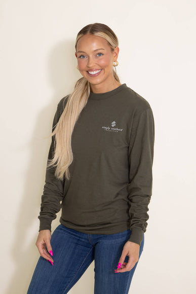 Simply Southern Long Sleeve Not In The Mood T-Shirt for Women in Green