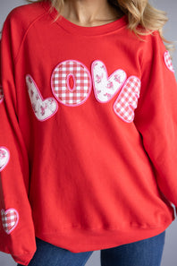 Simply Southern Love Patch Crewneck for Women in Red