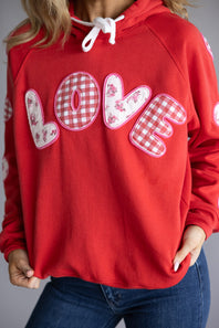 Simply Southern Love Patch Hoodie for Women in Red