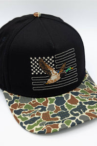 Simply Southern Mallard Flag Snapback Hat for Men in Black