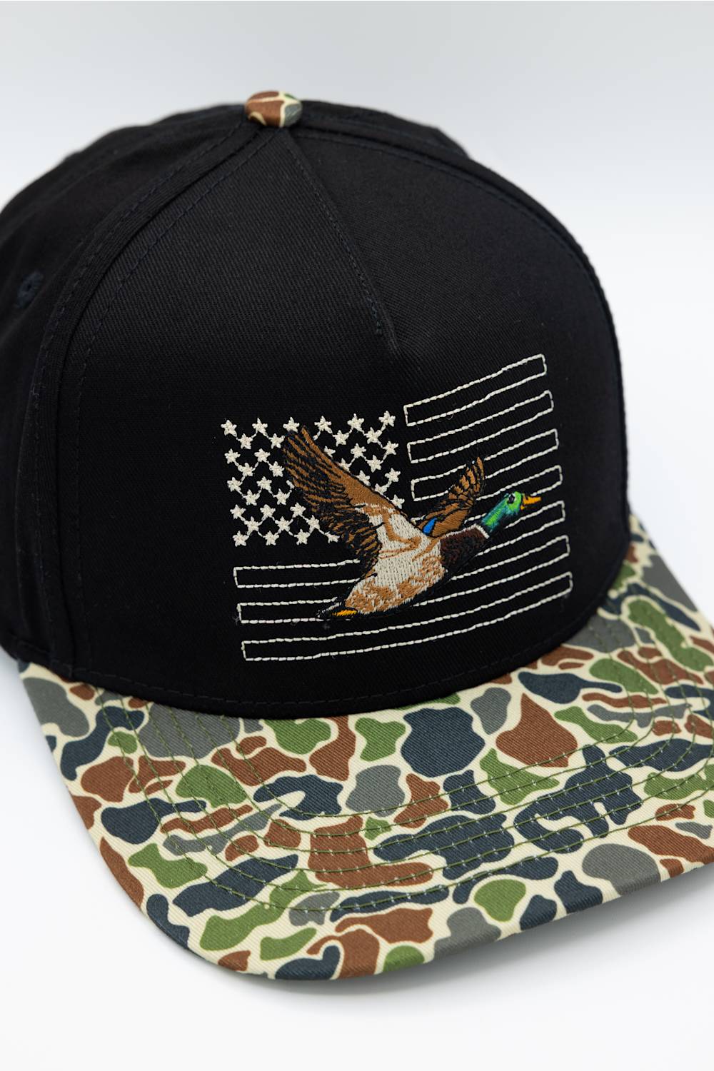 Simply Southern Mallard Flag Snapback Hat for Men in Black