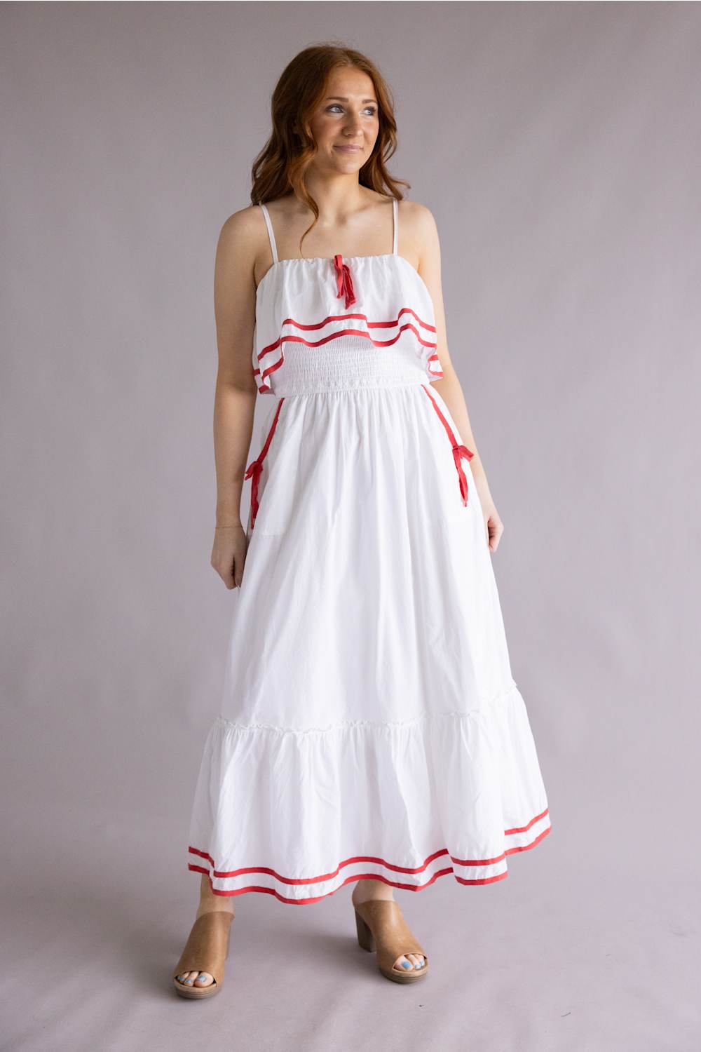 Simply Southern nautical dress white red