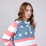 Simply Southern Womens Patched Stars & Stripes Hoodie for Women in Multi