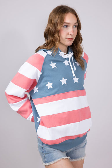 Simply Southern Womens Patched Stars & Stripes Hoodie for Women in Multi
