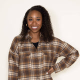 Simply Southern Womens Shirts Plaid Button Up Shirt for Women in Brown
