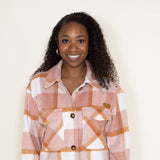 Simply Southern Plaid Shacket for Women in Quartz Orange
