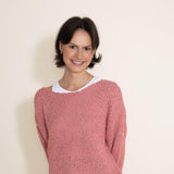 Simply Southern Popcorn Crewneck Sweater for Women in Pink