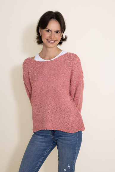 Simply Southern Popcorn Crewneck Sweater for Women in Pink