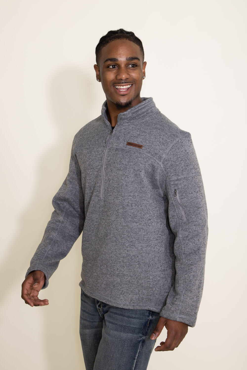 Simply Southern Knit Quarter Zip for Men in Grey   GLK MN