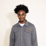 Simply Southern Mens Clothing Quilted Button Down Shacket for Men in Pavement