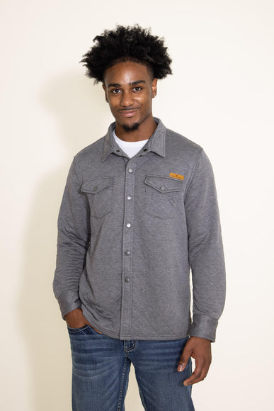 Simply Southern Mens Clothing Quilted Button Down Shacket for Men in Pavement