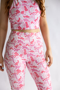 Simply Southern Scalloped Flare Leggings for Women in Pink Camo
