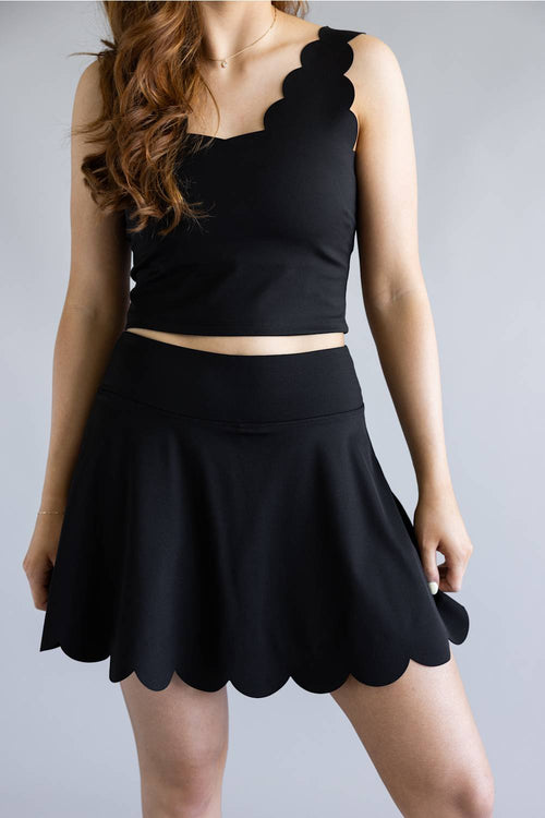 Simply Southern Scalloped Skirt for Women in Black