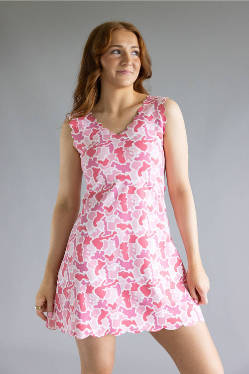 Simply Southern Scalloped Sports Dress in Pink Camo