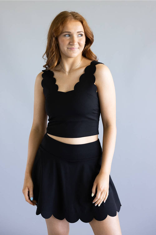 Simply Southern Scalloped Tank for Women in Black