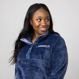 Simply Southern Women's Sherpa Simply Soft Pullover for Women in Navy