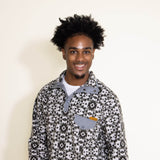 Mens Simply Southern Pullover Snap Fleece Geo Print Pullover for Men in Grey