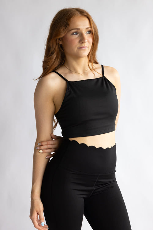 Simply Southern Squareneck Sports Top for Women in Black