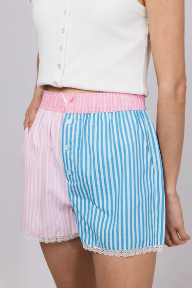Womens Simply Southern Stripe Serena Boxer Shorts for Women in Pink/Blue