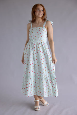 Simply Southern Striped Strawberry Dress for Women in Mint | PP-0126-D Glik's Simply Southern Striped Strawberry Dress for Women in Mint | PP-0126-D Glik's