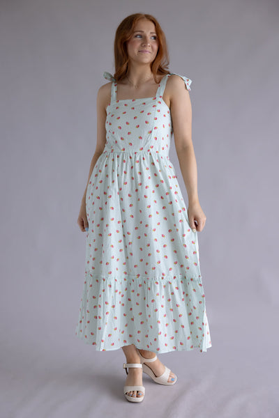 strawberry dress women SDERDZSE Women's Summer Dresses Kawaii Print Maxi Vacation Outfits Sundress Beach Dresses for M : Clothing, Shoes & Jewelry with an optional buckled belt at the waist Strawberry Print Milkmaid Midi Dress,