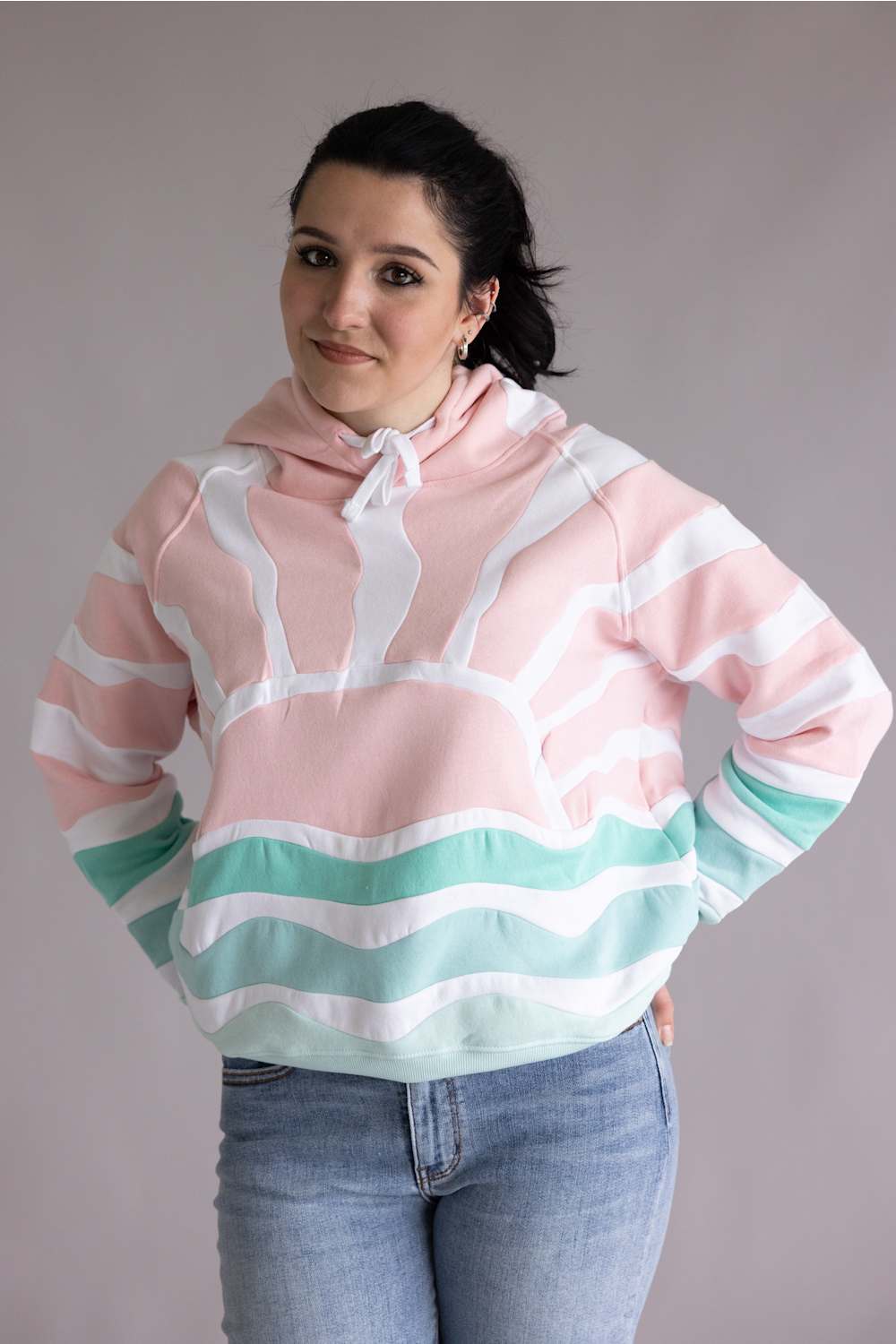 Simply Southern sun and sea patch hoodie pink