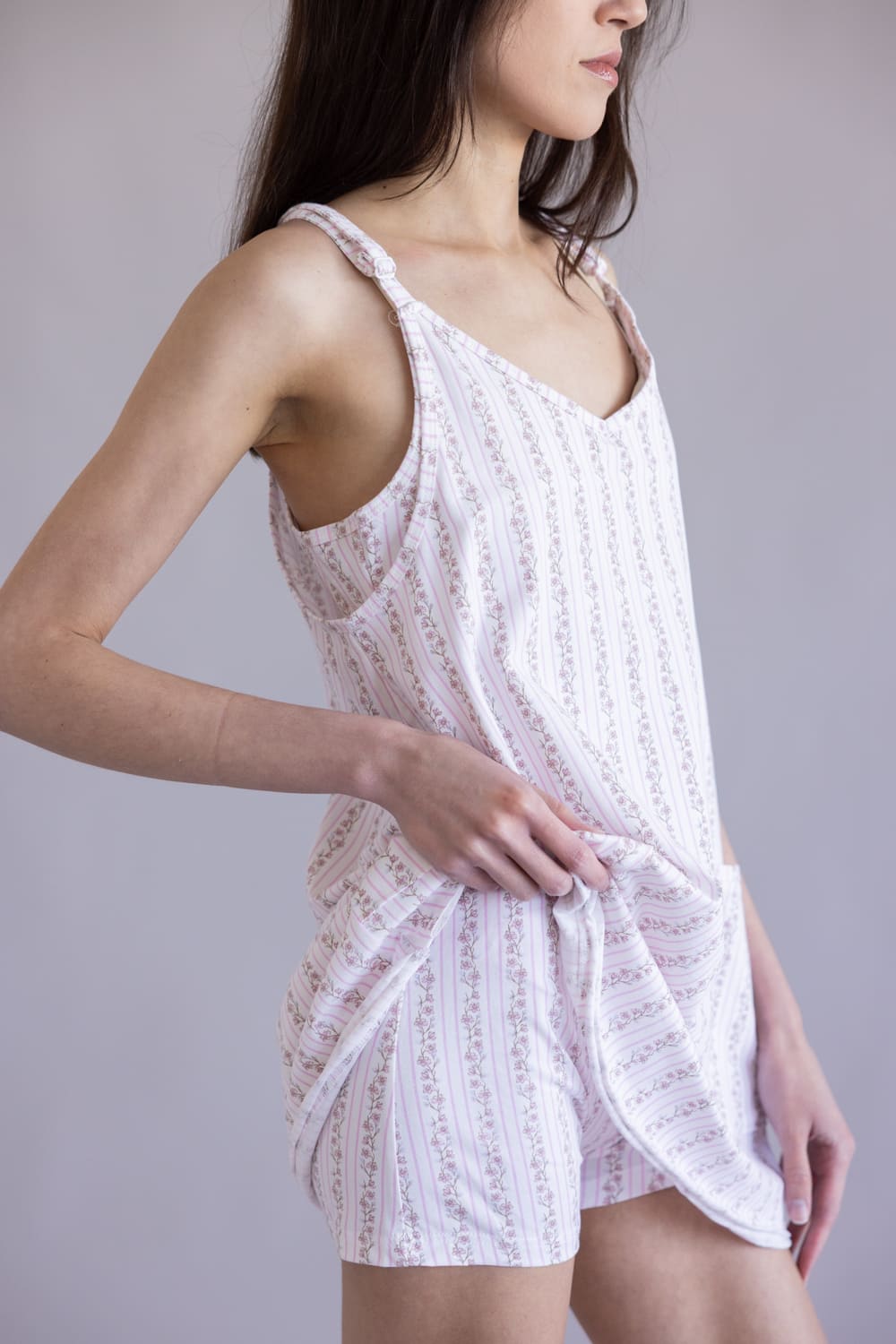 Simply Southern Tara Romper Dress for Women in Blush Stripe