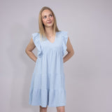 Womens Simply Southern Urban Rib Tiered Ruffle Dress for Women in Ice Blue
